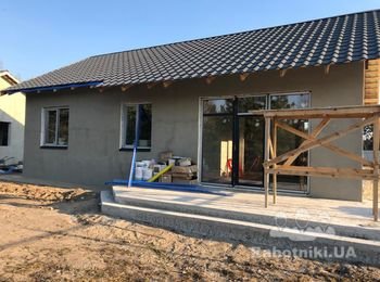 Укладка плитки на террасе 60м2 и 24м2 на фасаде