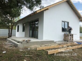 Укладка плитки на террасе 60м2 и 24м2 на фасаде