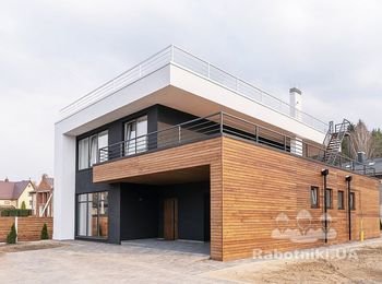 Дом из кирпича/газобетона на 2 этажа с плоской кровлей