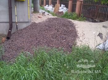 Прибрати пісок і щебінь, сміття із заїзду