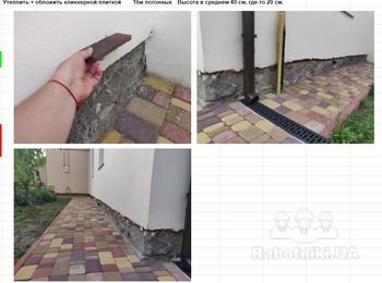 Утепление цоколя + укладка клинкерной плитки