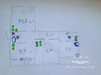 Ремонт "убитой" 3к квартиры (69м2, Киев)