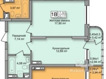 Дизайн-проект квартиры 45m (новострой), стандартная 1-комнатная