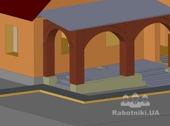 Кирпичная кладка террасы.