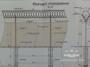 Установка ограждения из сетки рабицы с ягозой 5000 мп