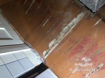 Демонтаж старого деревянного пола, укладка фанеры, ламината
