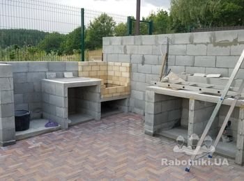 Плиточные работы на барбекю, около 50 кв.м