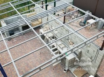 Плиточные работы на барбекю, около 50 кв.м