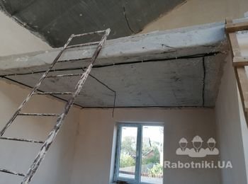Зашить потолок гипс + укладка плитки