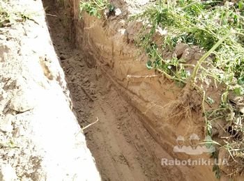Доработать лопатой траншею после экскаватора. Чабаны-Хотов