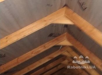 Перекрытие крыши битумной черепицей 130 кв.