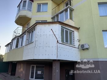Фасадные работы. Отделка балкона. Короед.