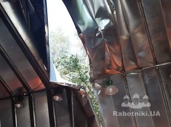 Ремонт алюминиевой кровли ангара