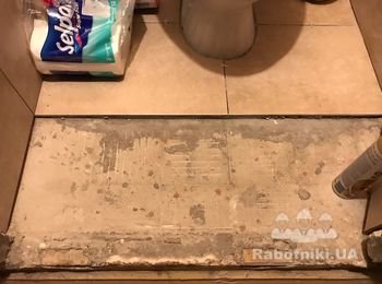 Частичная укладка плитки в ванной и туалете + потолок