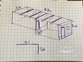 Каркасная пристройка к дому 3x7.5м