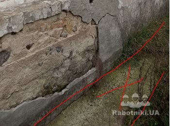 Демонтаж отмостки, приготовление и заливка бетона 4 м3