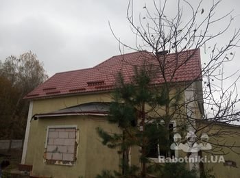 Монтаж металлочерепицы, паробарьер, ремонт крыши