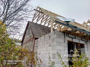 Возведение фронтонов из пеноблока на даче (За Бородянкой, 50 км от Кие