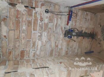 Штукатурка цементно песчаная по кирпичу с сеткой 9 m2