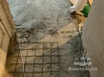 Стяжка пола 13 кв.м; штукатурка стен 35м.кв; укладка плитки