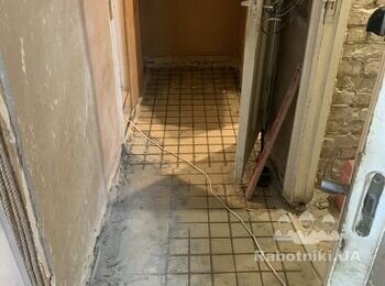 Стяжка пола 13 кв.м; штукатурка стен 35м.кв; укладка плитки