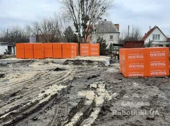 Укладка 50м3 газоблока. 12м*8м