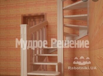 Лестница деревянная межэтажная , изготовить и установить