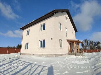Штукатурка фасада, 2х этажный дом (Ясногородка, Макаровский р-н)