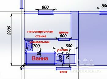 Облаштування санвузла туалет Ванна 4м2 в приватному дерев'яному будинку