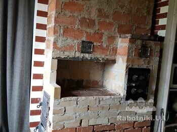 Штукатурка печи на даче.