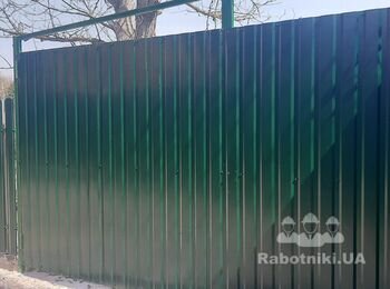 Монтаж гаража + штакетник