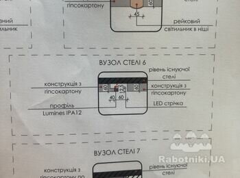 Монтаж потолка из гипсокартона 62м2