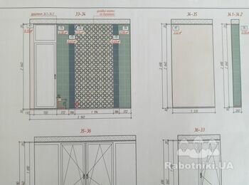 Кладка плитки: 2 санвузли , кухня.