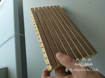 Монтаж 150кв.м. деревянных панелей кляймерным способом на профиль.