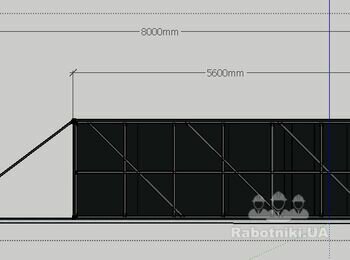 Паркан камінь / цегла, заповнення профнастил, відкатні ворота