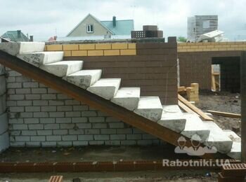 Монтаж самонаборной бетонной лестницы высотой 8м