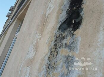 Замена утеплителя на высоте, штукатурка стены на высоте