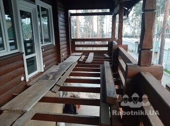 Устройство терассы, двух лестниц и шлифовка деревянного пола