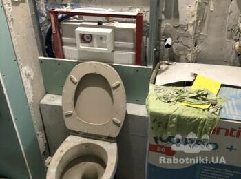 Монтаж плитки на стены в санузле 20м2