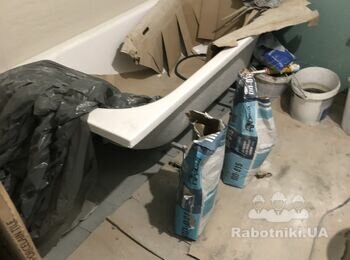 Монтаж плитки на стены в санузле 20м2