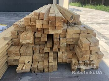 Обшивка брусом уличного душа 35 м.кв.