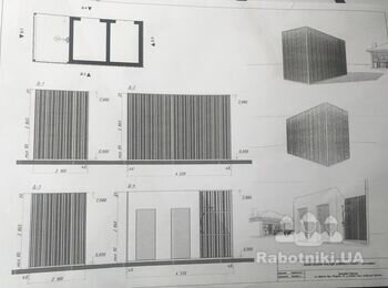 Обшивка брусом уличного душа 35 м.кв.