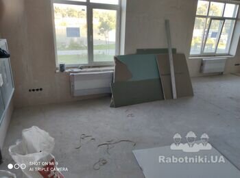 Укладка плитки на пол 86 м2 и стены 15 м2
