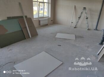 Укладка плитки на пол 86 м2 и стены 15 м2