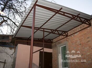 ИЗГОТОВИТЬ 2 ШТ КОЗЫРЬКА-НАВЕСЫ НАД КРЫЛЬЦОМ И ЛЕСТНИЦА