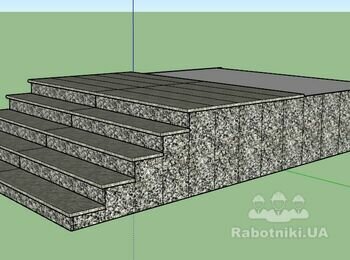 Укладка гранитной лестницы на бетонное основание.