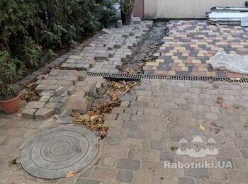Заложить тротуарной плиткой ФЭМ место траншеи