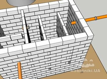 Кладка стеновых и перегородочных бетонных блоков для ЛОС.
