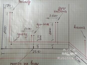 Монтаж водопроводу у ванній кімнаті.