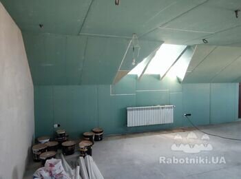 Шаклевка стен из гипсокартона под покраску 110м2